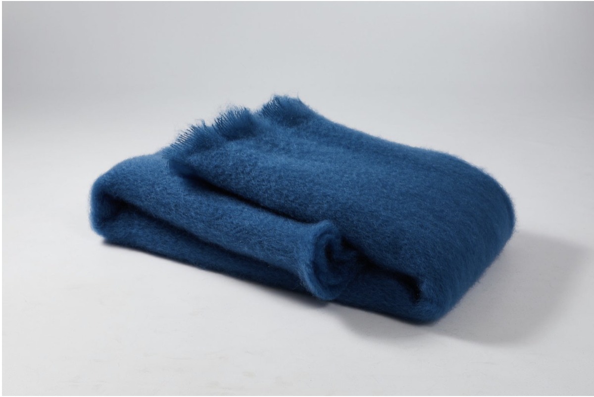 Peacock Blue Mohair Throw